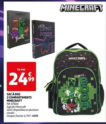 Auchan Minecraft sac à dos 2 compartiments offre