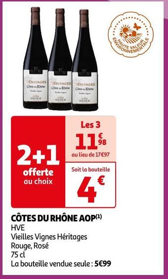 Auchan Supermarché Vieilles vignes héritages côtes du rhône aop offre