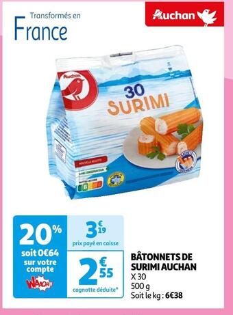 Auchan Auchan bâtonnets de surimi offre