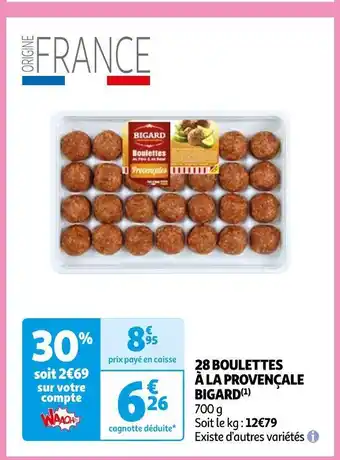 Auchan Bigard 28 boulettes à la provençale offre