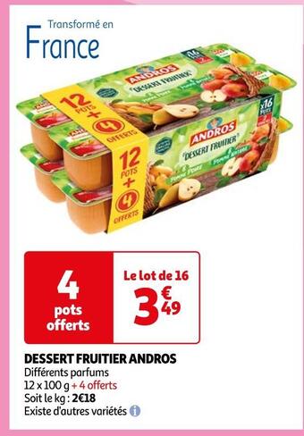 Auchan Andros dessert fruitier offre