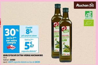 Auchan Auchan bio huile d'olive extra vierge offre