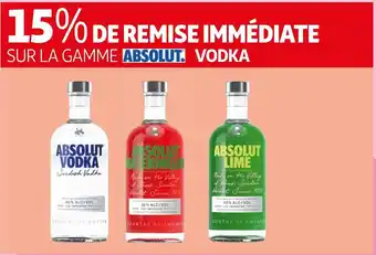 Auchan Absolut 15% de remise immédiate sur la gamme absolut vodka offre