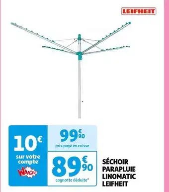 Auchan Leifheit séchoir parapluie linomatic offre