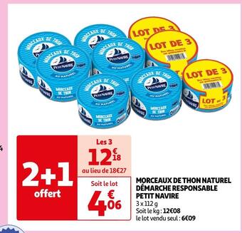 Auchan Petit navire morceaux de thon naturel démarche responsable offre