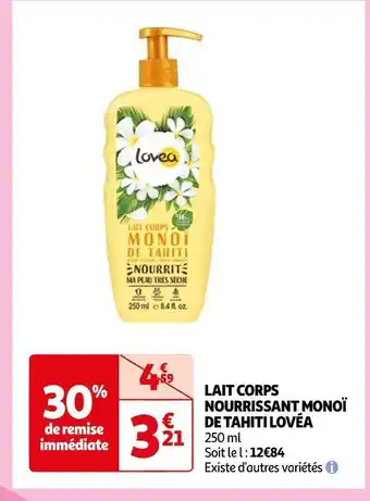 Auchan Tahiti lait corps nourrissant monoï de tahiti lovéa offre