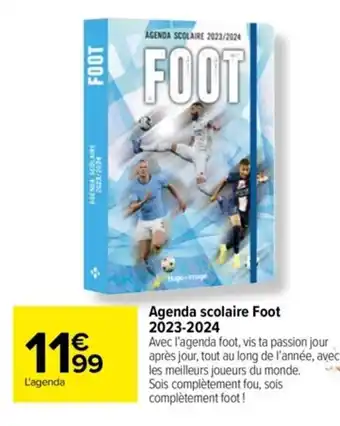 Agenda scolaire Foot 2023-2024