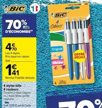 Carrefour Drive 4 stylos-bille 4 couleurs offre
