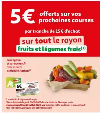 Auchan Supermarché sur tout le rayon fruits et légumes frais (¹) offre