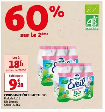Auchan Supermarché CROISSANCE ÉVEIL LACTEL BIO offre