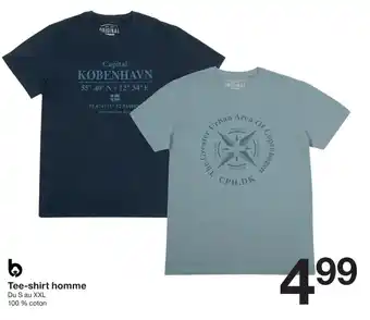 Zeeman Tee-shirt homme Du S au XXL 100 % coton offre