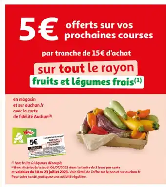 Auchan sur tout le rayon fruits et légumes frais (¹) offre