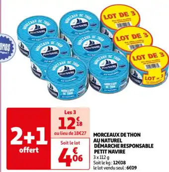 Auchan MORCEAUX DE THON AU NATUREL DÉMARCHE RESPONSABLE offre