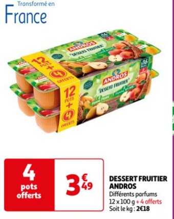 Auchan DESSERT FRUITIER ANDROS offre