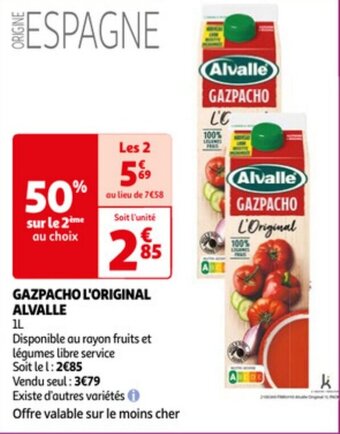 Auchan GAZPACHO L'ORIGINAL ALVALLE offre
