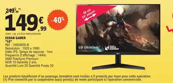 E.Leclerc ECRAN GAMER "LG" offre