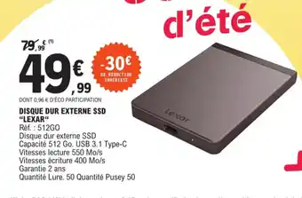 E.Leclerc DISQUE DUR EXTERNE SSD "LEXAR" offre