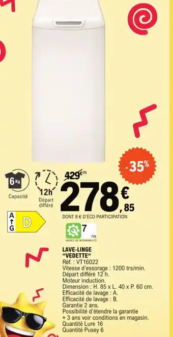 E.Leclerc LAVE-LINGE "VEDETTE" offre