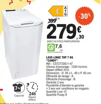 E.Leclerc LAVE-LINGE TOP 7 KG "CANDY" offre