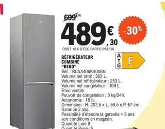 E.Leclerc RÉFRIGÉRATEUR COMBINÉ "BEKO" offre