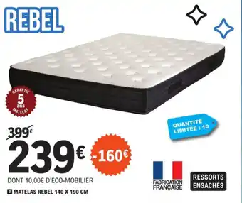 E.Leclerc MATELAS REBEL 140 X 190 CM offre