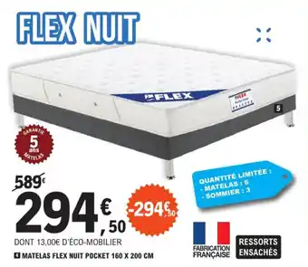 E.Leclerc MATELAS FLEX NUIT POCKET 160 X 200 CM offre