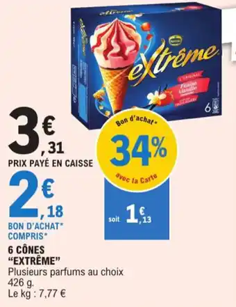 E.Leclerc 6 CÔNES "EXTRÊME" offre