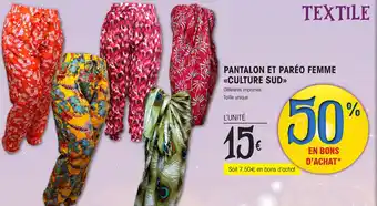 E.Leclerc PANTALON ET PARÉO FEMME «CULTURE SUD>> offre