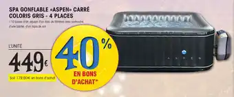 E.Leclerc SPA GONFLABLE «ASPEN»> CARRÉ COLORIS GRIS - 4 PLACES offre