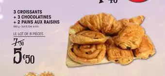 E.Leclerc 3 CROISSANTS + 3 CHOCOLATINES + 2 PAINS AUX RAISINS offre