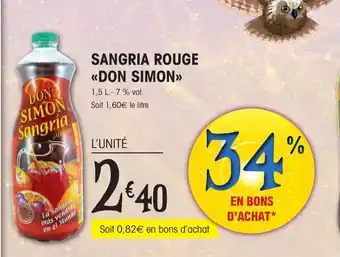 E.Leclerc SANGRIA ROUGE «DON SIMON>> offre