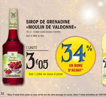 E.Leclerc SIROP DE GRENADINE <<MOULIN DE VALDONNE>> offre
