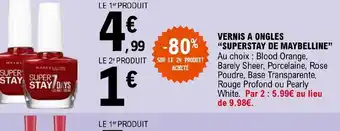 E.Leclerc VERNIS A ONGLES "SUPERSTAY DE MAYBELLINE" offre