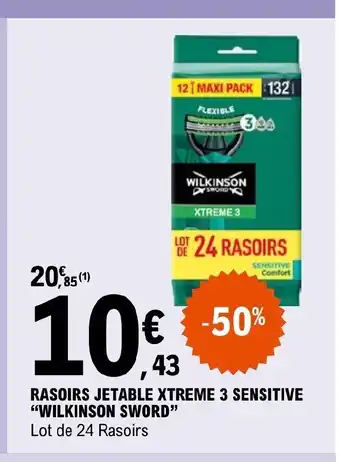 E.Leclerc RASOIRS JETABLE XTREME 3 SENSITIVE "WILKINSON SWORD" Lot de 24 Rasoirs offre