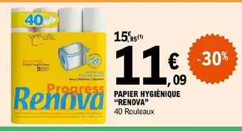 E.Leclerc PAPIER HYGIÈNIQUE "RENOVA" 40 Rouleaux offre
