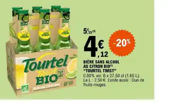 E.Leclerc BIÈRE SANS ALCOOL AU CITRON BIO(¹) "TOURTEL TWIST" offre