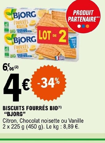 E.Leclerc BISCUITS FOURRÉS BIO(¹) "BJORG" offre