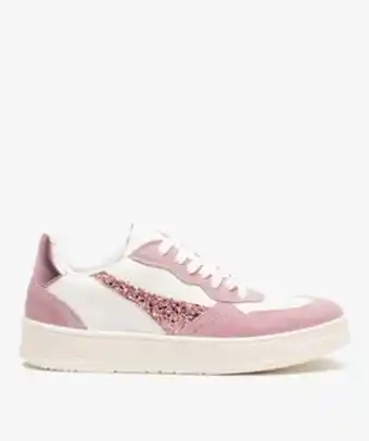 Gémo Baskets femme à détails pailletés fermeture lacets offre