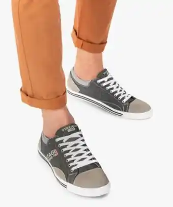Gémo Baskets homme en toile avec surpiqûres contrastantes offre