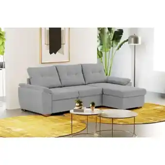 Canapé convertible méridienne réversible justin ii tissu gris clair
