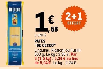 E.Leclerc PÂTES "DE CECCO" offre
