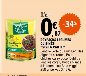 E.Leclerc DOYPACKS LÉGUMES CUISINÉS "VIVIEN PAILLE" offre