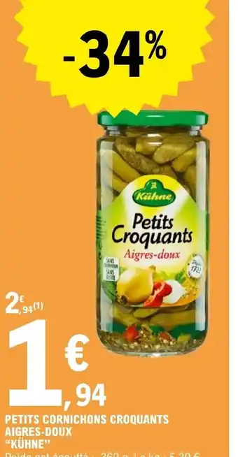 PETITS CORNICHONS CROQUANTS AIGRES-DOUX "KÜHNE"