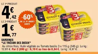 E.Leclerc SARDINES "LE TRÉSOR DES DIEUX" offre