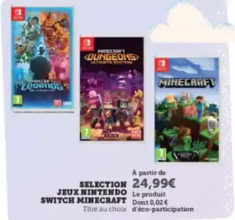 SELECTION JEUX NINTENDO SWITCH MINECRAFT