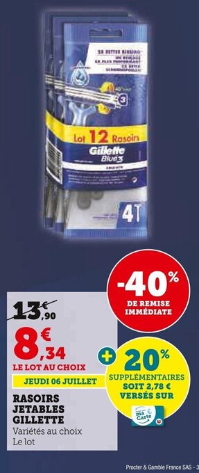 Super U RASOIRS JETABLES GILLETTE offre