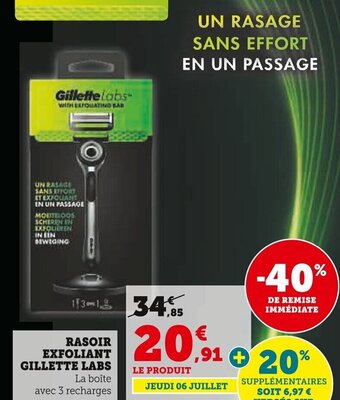 Super U RASOIR EXFOLIANT GILLETTE LABS La boîte avec 3 recharges offre