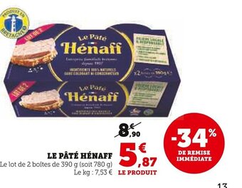Super U LE PÂTÉ HÉNAFF offre
