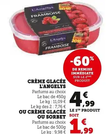 Super U CRÈME GLACÉE L'ANGELYS Parfums au choix offre