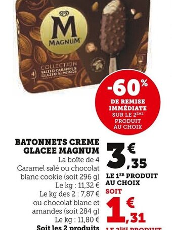 Super U BATONNETS CREME GLACEE MAGNUM offre